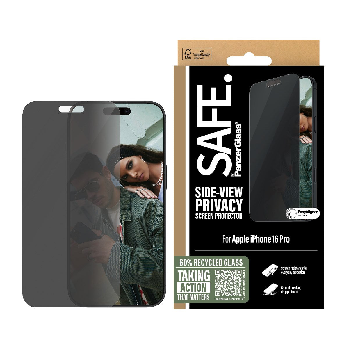 SAFE. by PanzerGlass® Privacy Skærmbeskyttelse iPhone 16 Pro | Ultra-Wide Fit